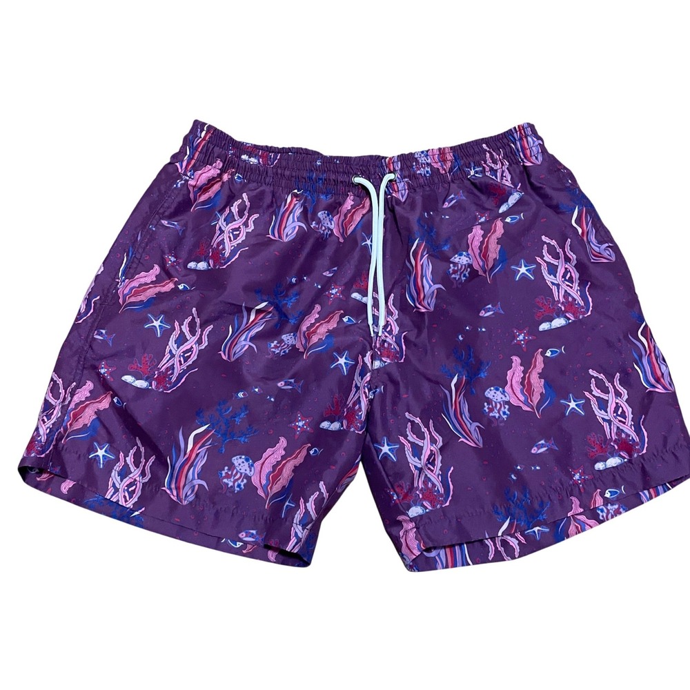 Trunks Surf & Swim Co Men's XL Purple Sea Life Starfish Swim Trunks Board Shorts